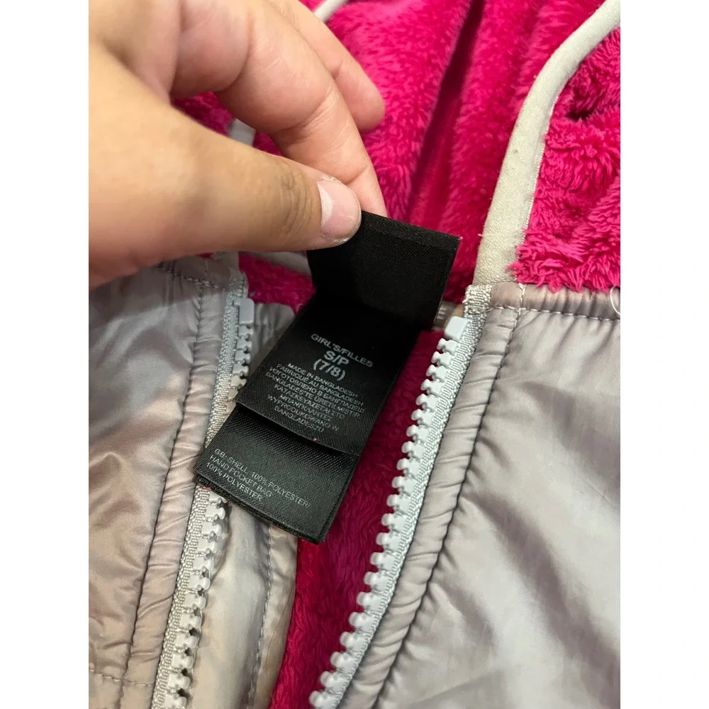 The North Face Fleece Hoodie Girls S 7/8 Pink Full Zip Hooded Jacket